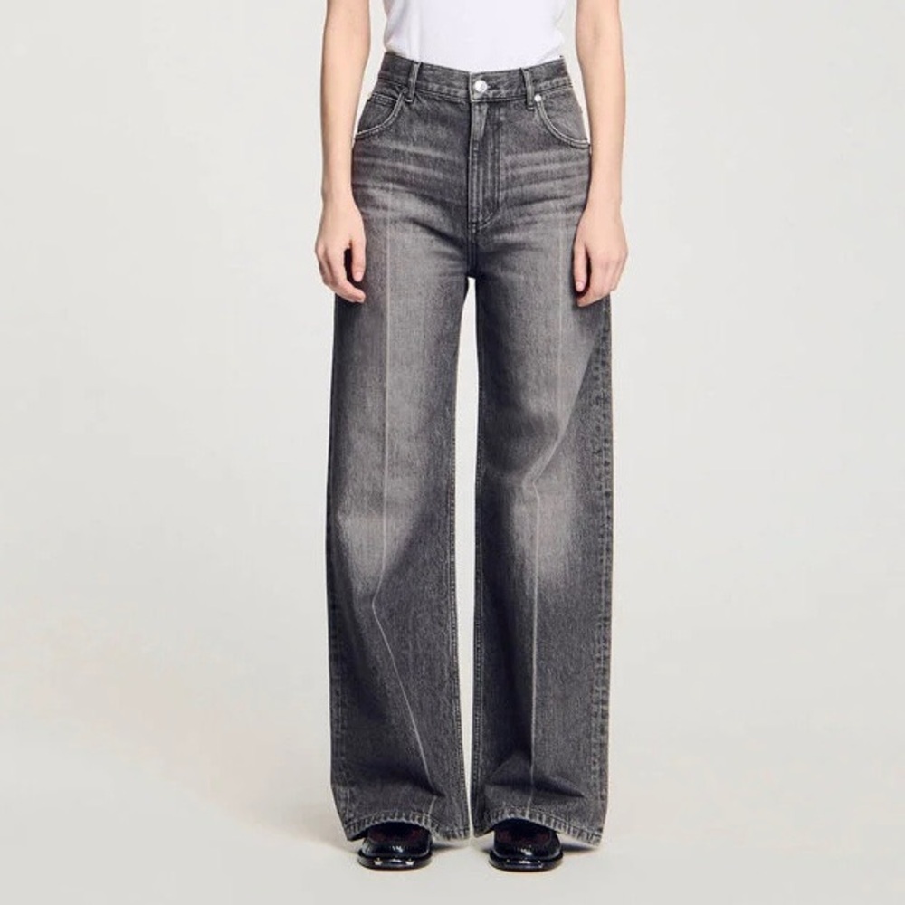 SANDRO Women’s Wide Leg Jeans in Grey (Size: 4)